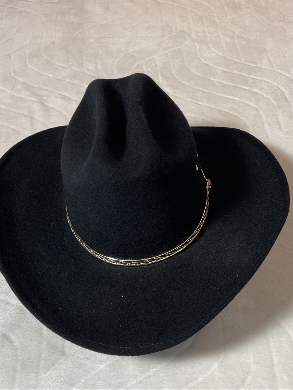 Classic Black Western Felt Hat with Braided Gold Accent